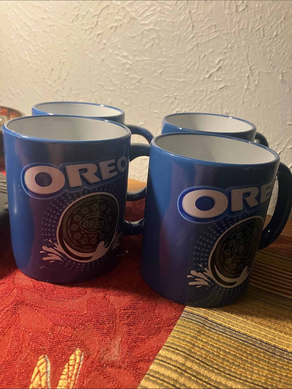 Blue Logo Ceramic Coffee Mug - Set of 4